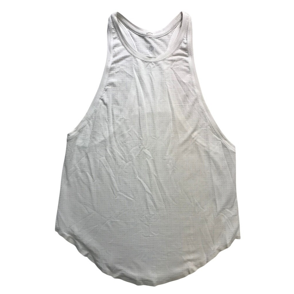 Lululemon Swiftly Tech High Neck Tank Top Women Size 4 White Mesh Racerback